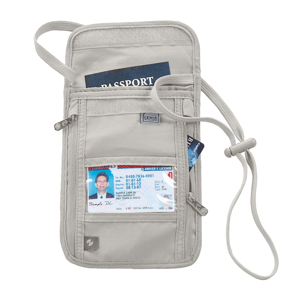Lewis N. Clark RFID Blocking Travel Neck Wallet Stash Passport Security Pouch - Clay