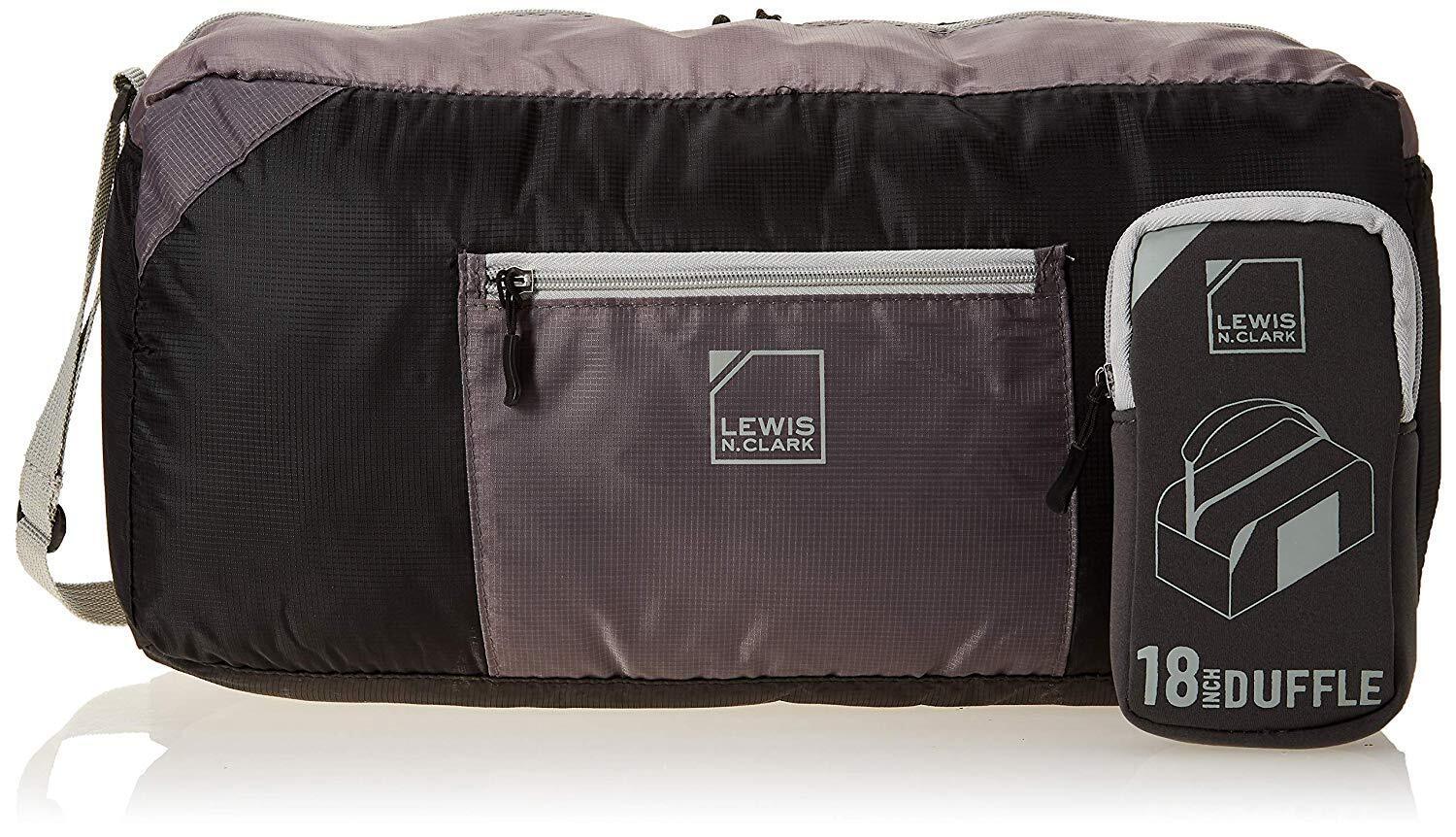 Lewis N. Clark 18" Packable Foldable Travel Compact Duffle Bag - Black/Grey