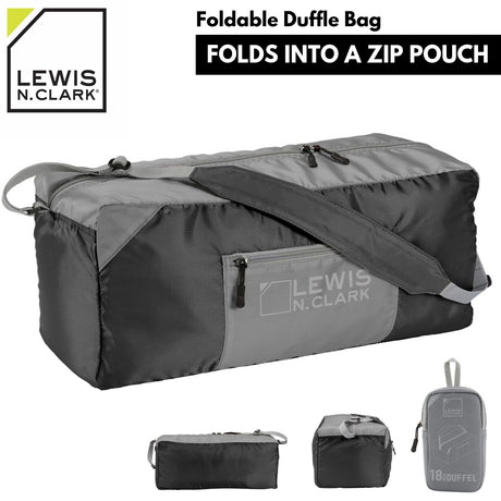 Lewis N. Clark 18" Packable Foldable Travel Compact Duffle Bag - Black/Grey