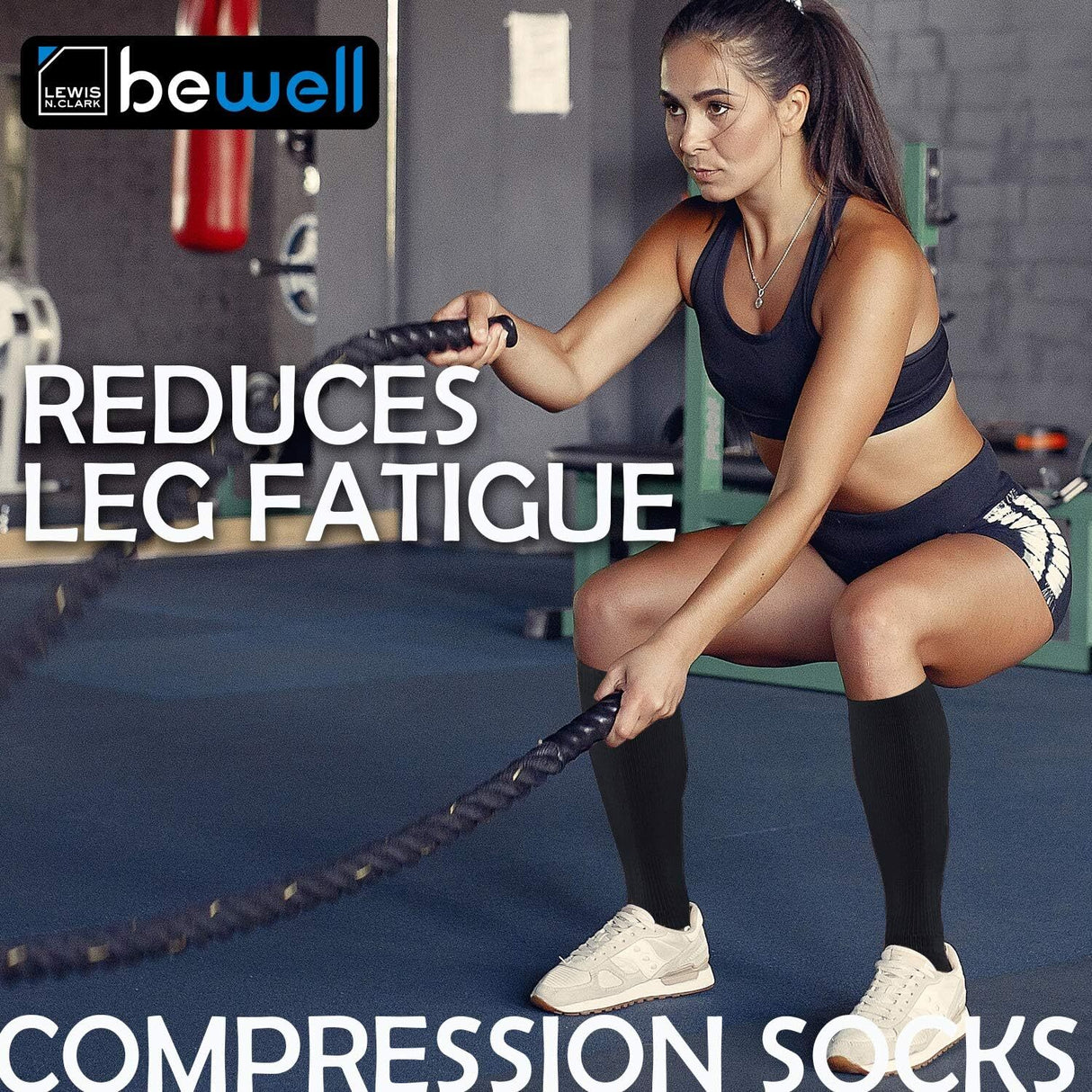 Lewis N. Clark Compact Travel Compression Socks Anti Fatigue Support - Black - One Size