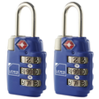 2x Lewis N Clark TSA Approved Combination Lock Travel Luggage Padlock - Blue