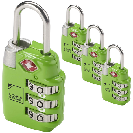 4x Lewis N Clark TSA Approved Combination Lock Travel Luggage Padlock - Green