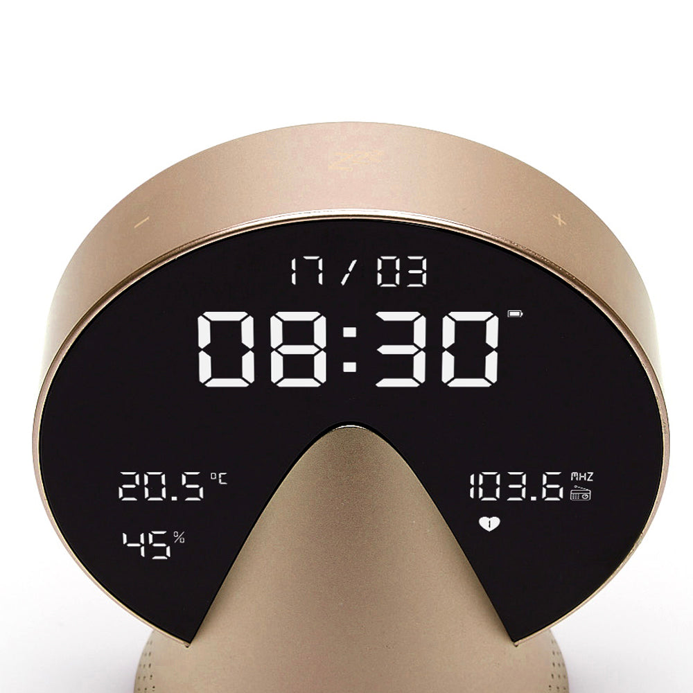 Lexon Conic Radio Alarm Clock - Gold (With Fm & Built-In Bluetooth Speaker)