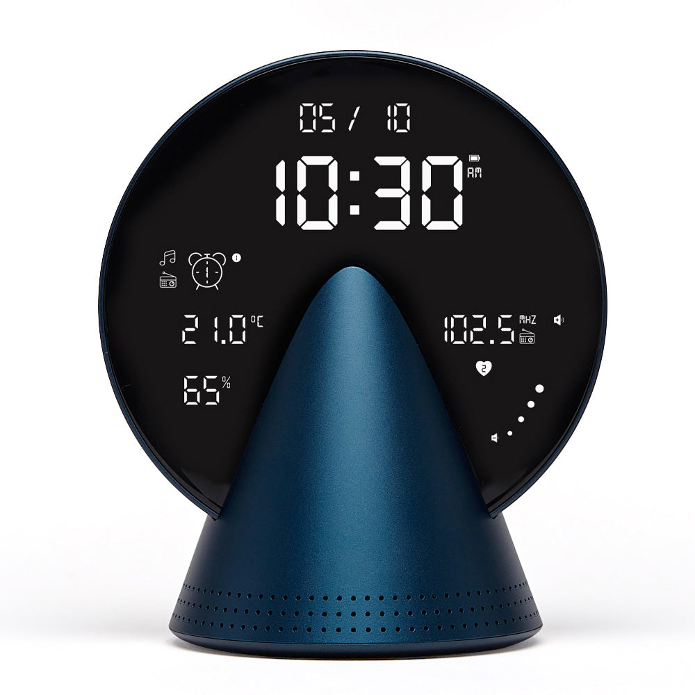 Lexon Conic Radio Alarm Clock - Blue (With Fm & Built-In Bluetooth Speaker)