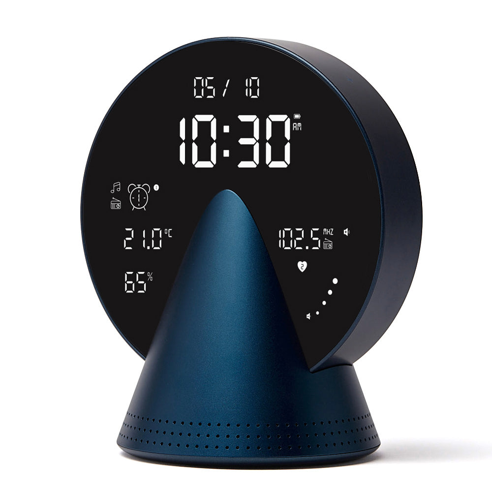 Lexon Conic Radio Alarm Clock - Blue (With Fm & Built-In Bluetooth Speaker)