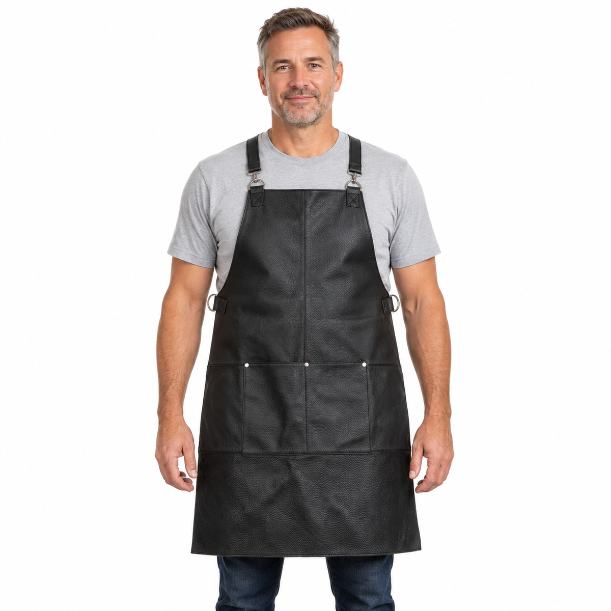 2x Buffalo Leather Apron - Black (Cooking/Chef/Hairdresser)