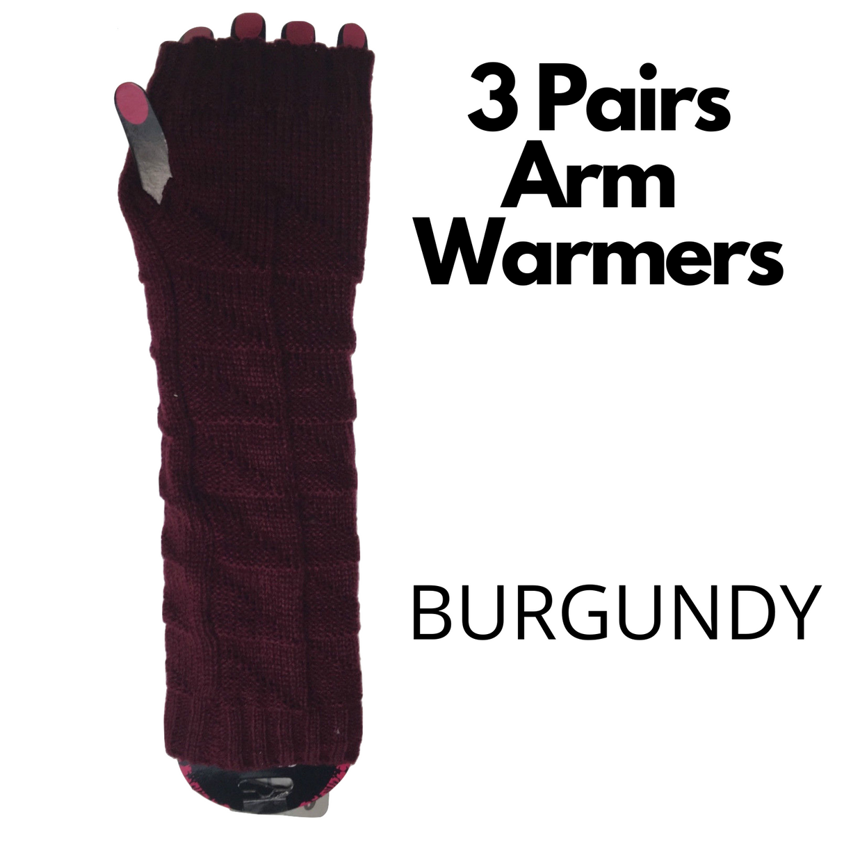 3x Set Arm Warmers Knitted Long Fingerless Gloves Winter Mitten Womens Cover New - Grey