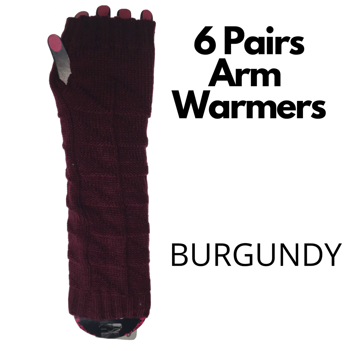 6x Set Arm Warmers Knitted Long Fingerless Gloves Winter Mitten Womens Cover New - Grey