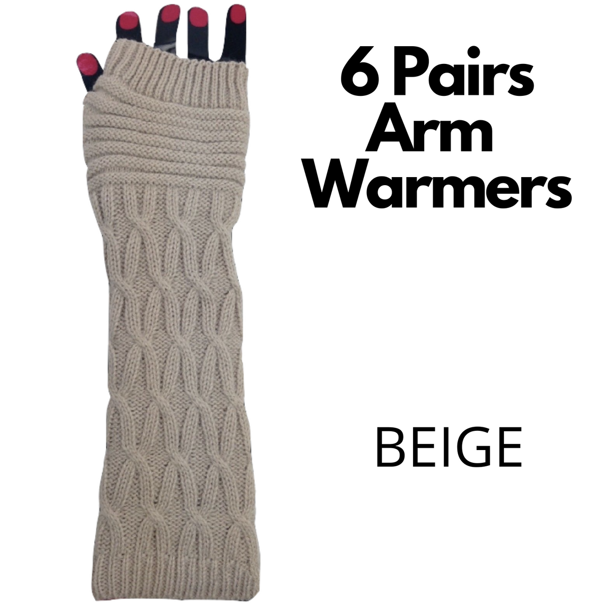 6x Set Arm Warmers Knitted Long Fingerless Gloves Winter Mitten Womens Cover New - Brown