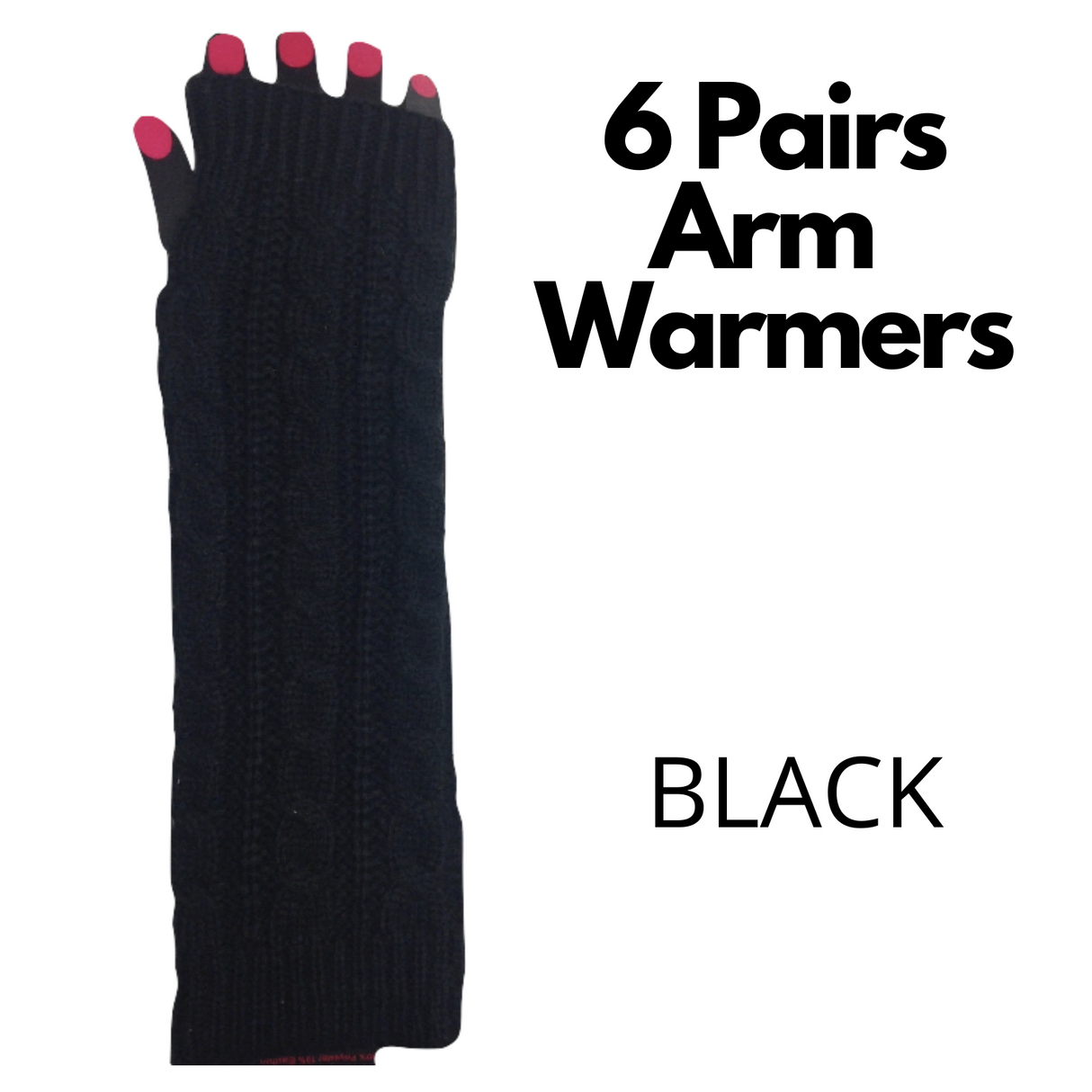6x Set Arm Warmers Knitted Long Fingerless Gloves Winter Mitten Womens Cover New - Burgundy