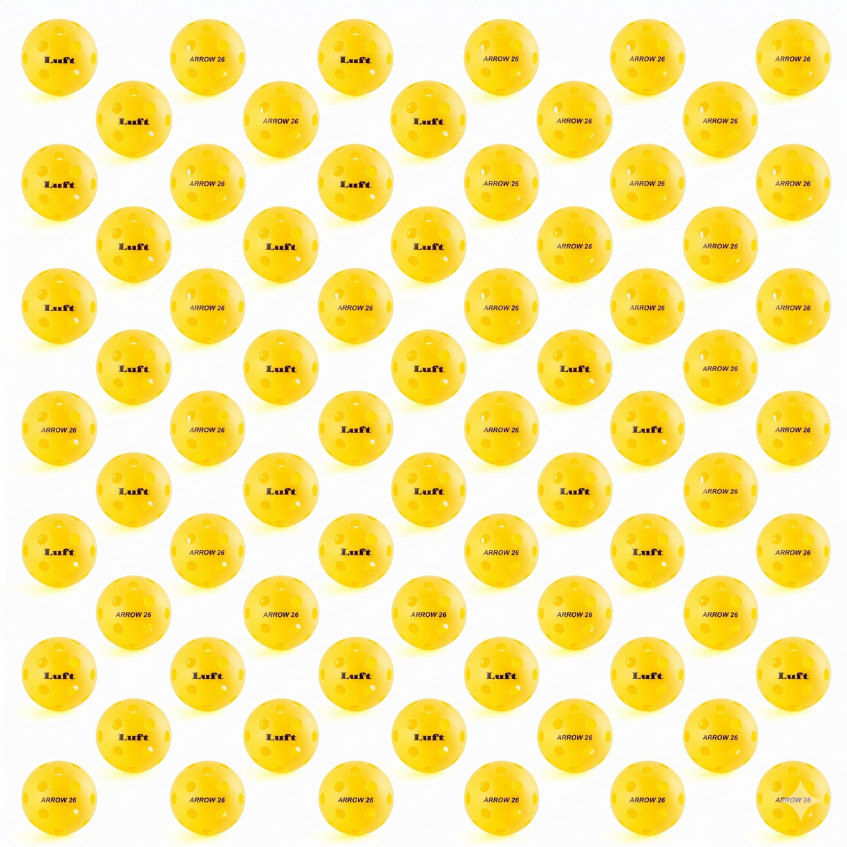 50x LUFT "Arrow 26" Indoor Pickleball Balls Bulk - Yellow