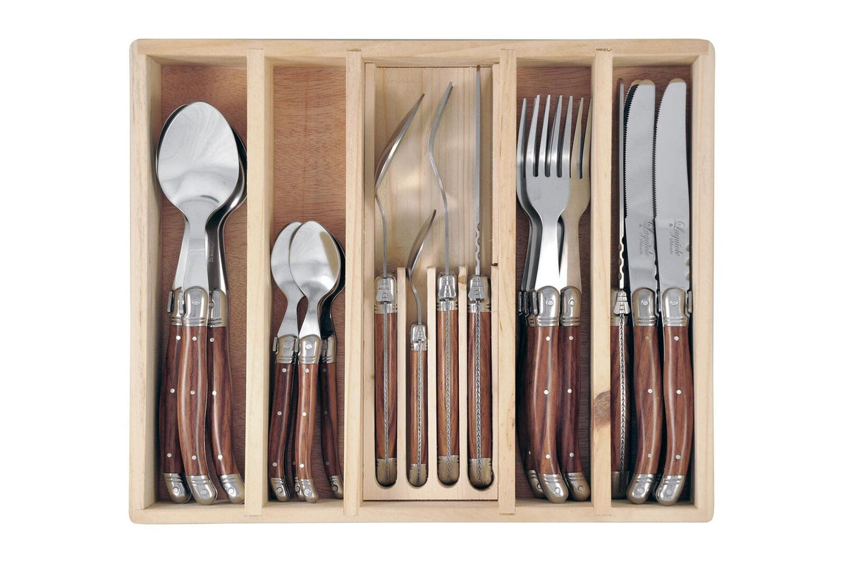 Laguiole Silhouette 24pc Cutlery Set Knife Fork Spoon in Wooden Box
