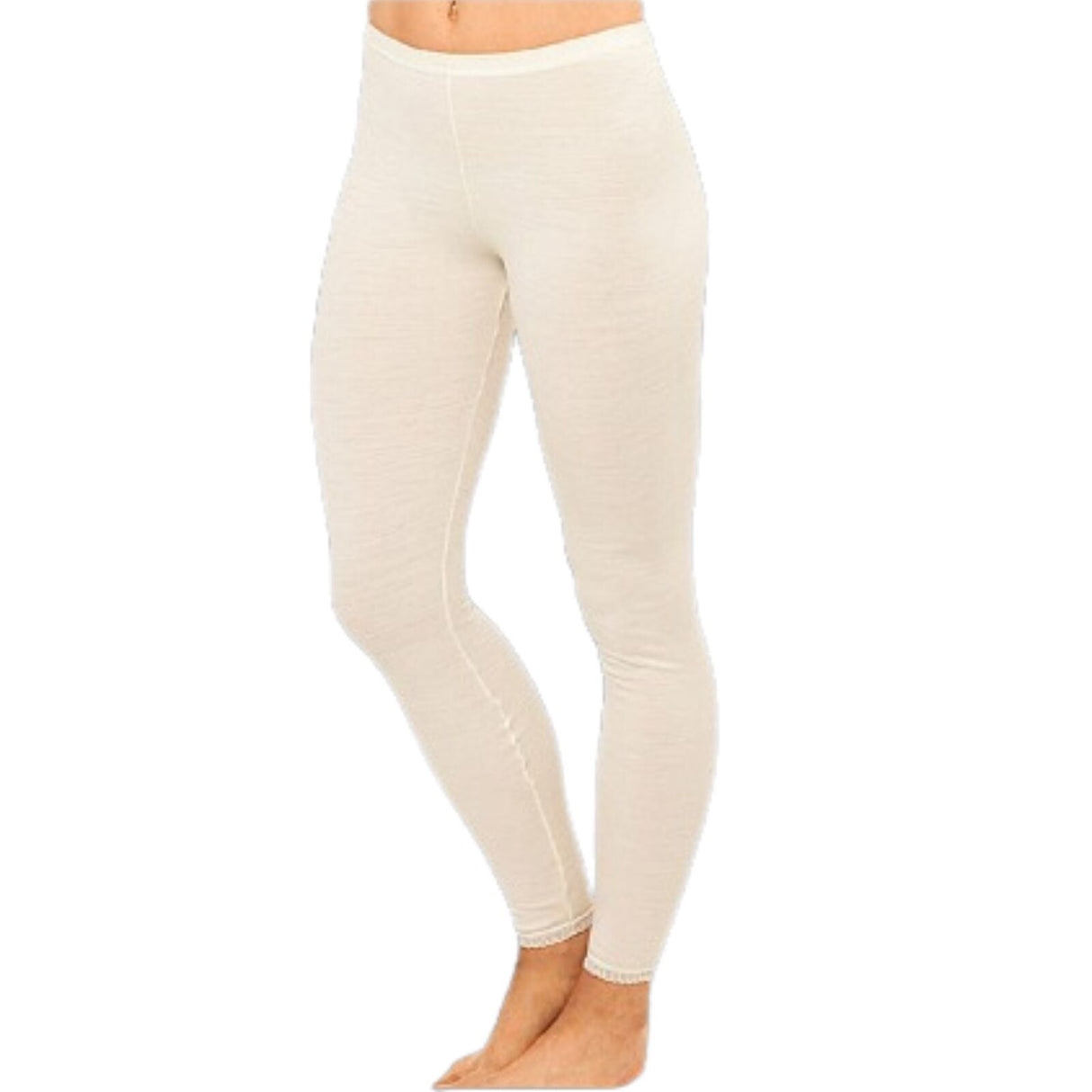 Ladies Merino Wool Blend Long John Janes Thermal Pants Underwear - Natural