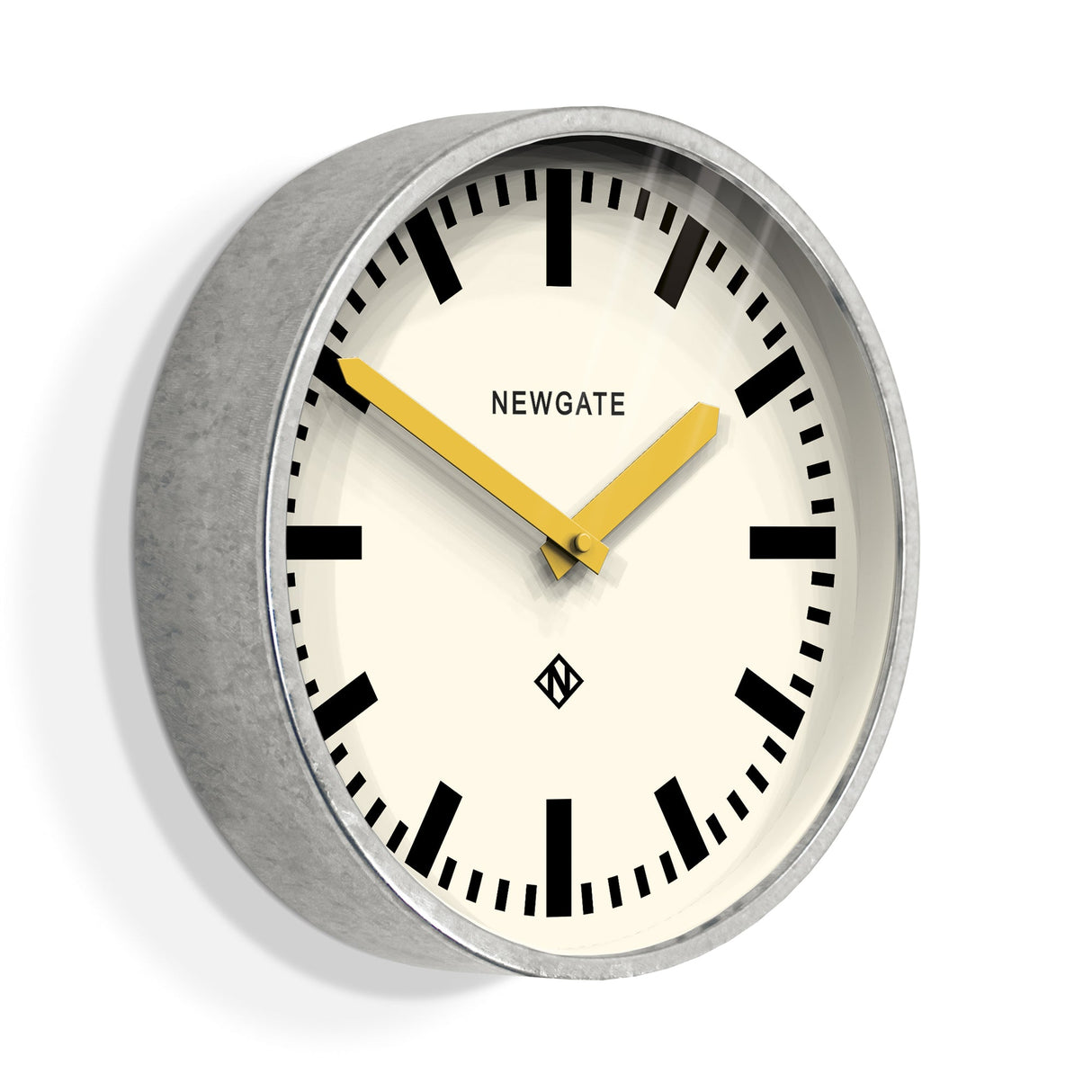 Newgate Luggage Wall Clock - Galvanised Yellow Hands