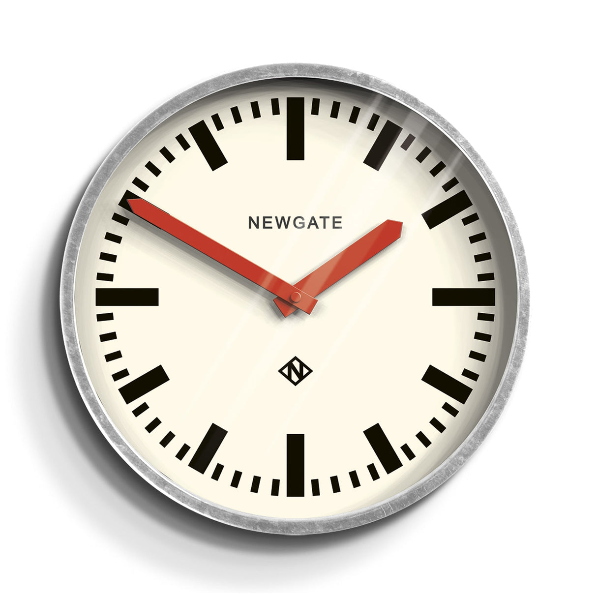 Newgate Luggage Wall Clock - Galvanised Red Hands