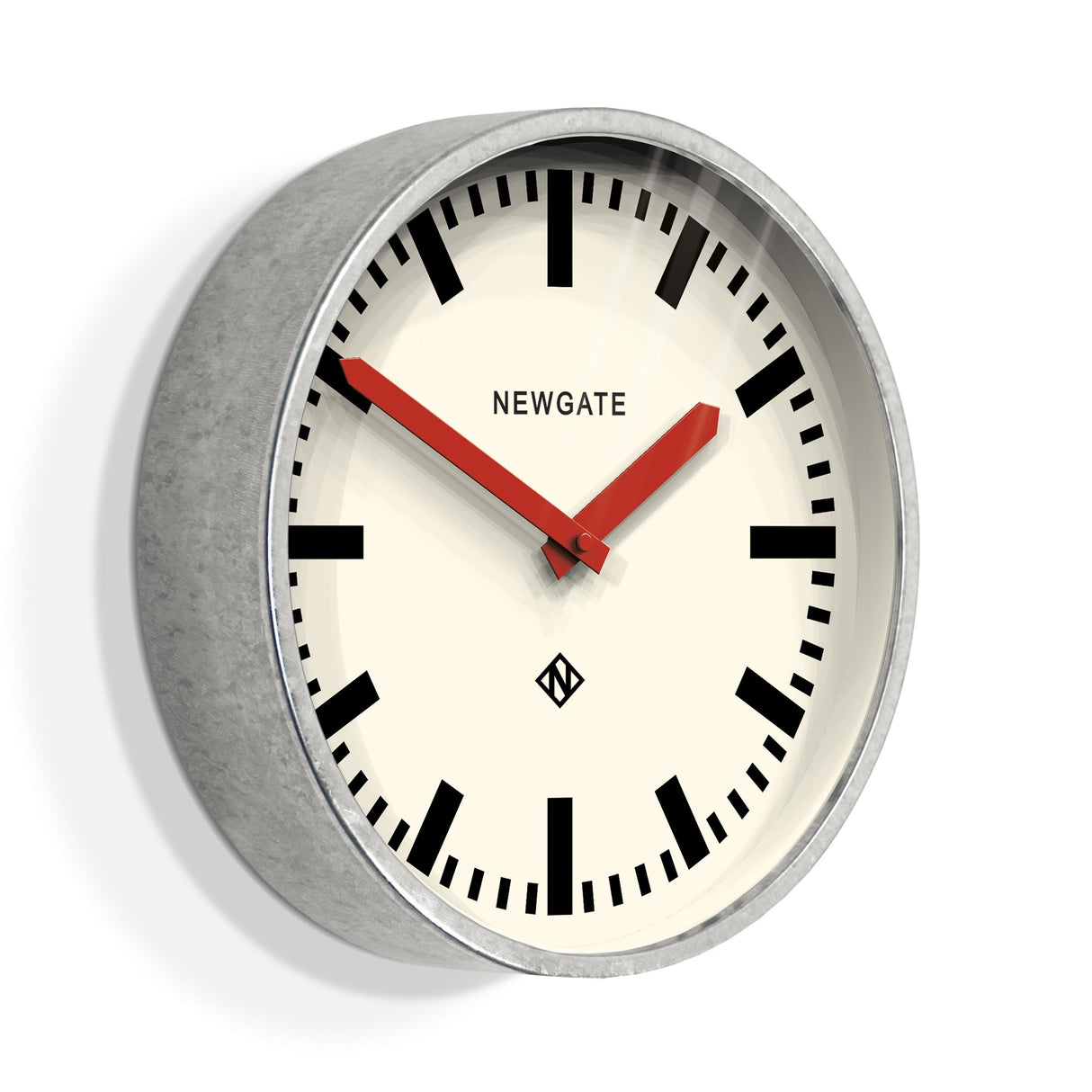 Newgate Luggage Wall Clock - Galvanised Red Hands