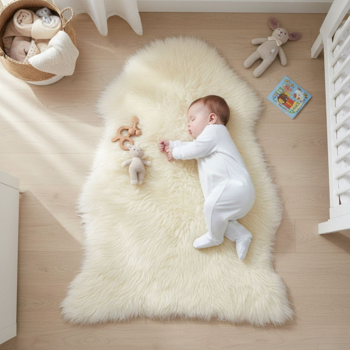 Bocchetta Lambskin Baby Rug (Genuine Wool Nursery Play Mat)
