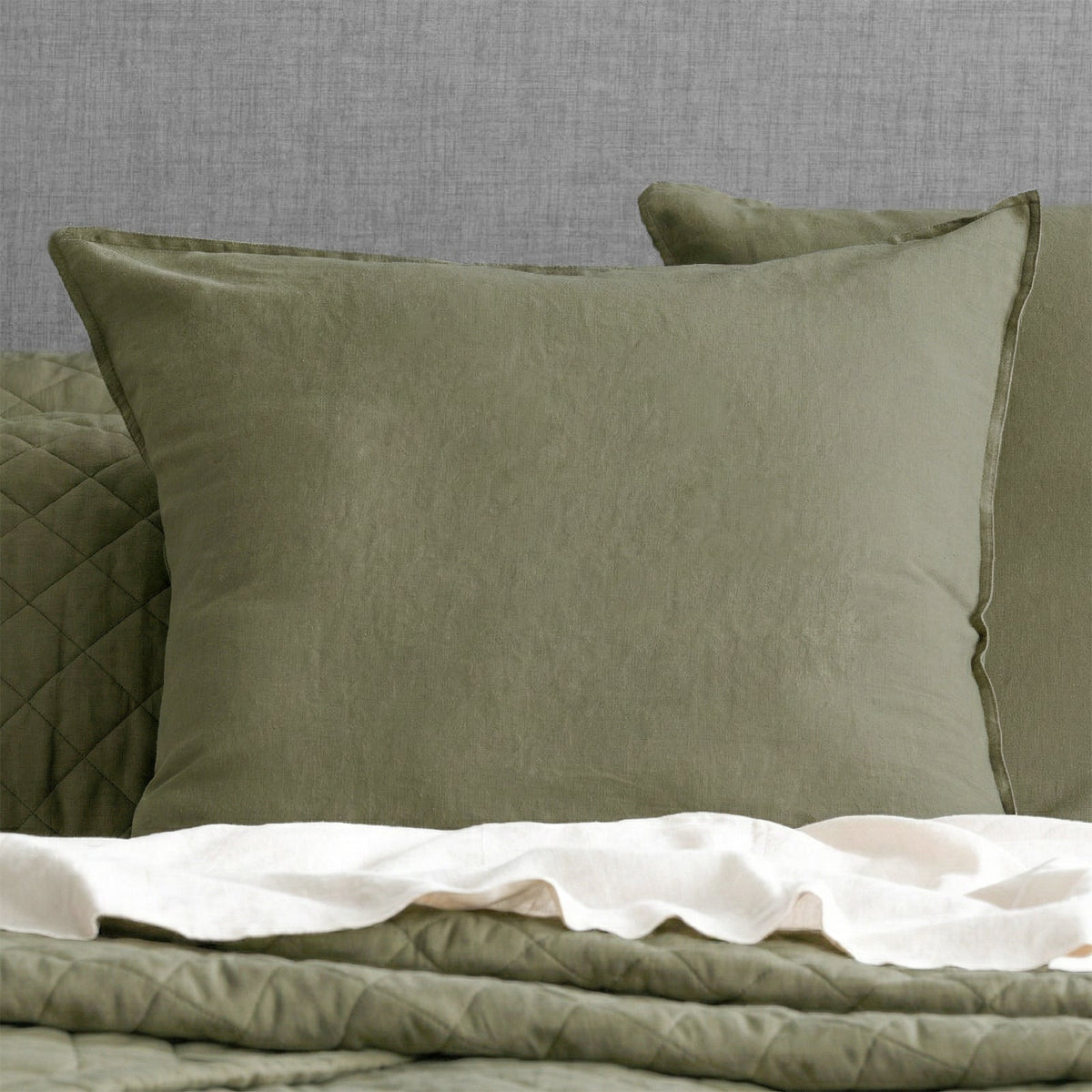 Renee Taylor Washed Linen Cotton Quilt Cover Set - Leaf