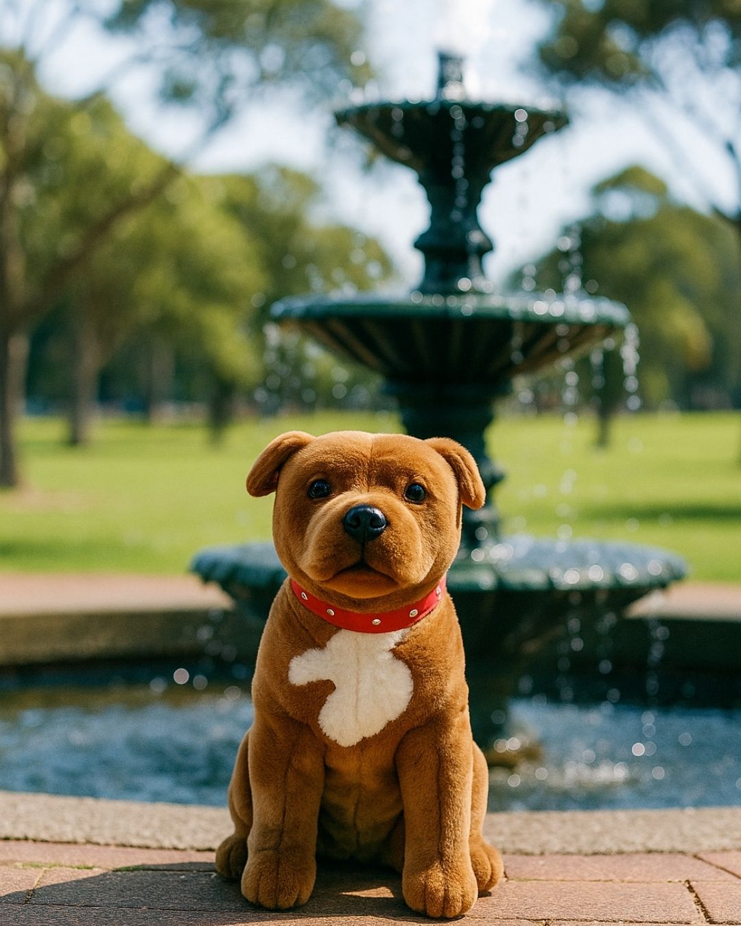 Bocchetta Lester 32cm Sitting Staffy Plush Toy - Brown (Realistic Stuffed Animal Dog Gift)