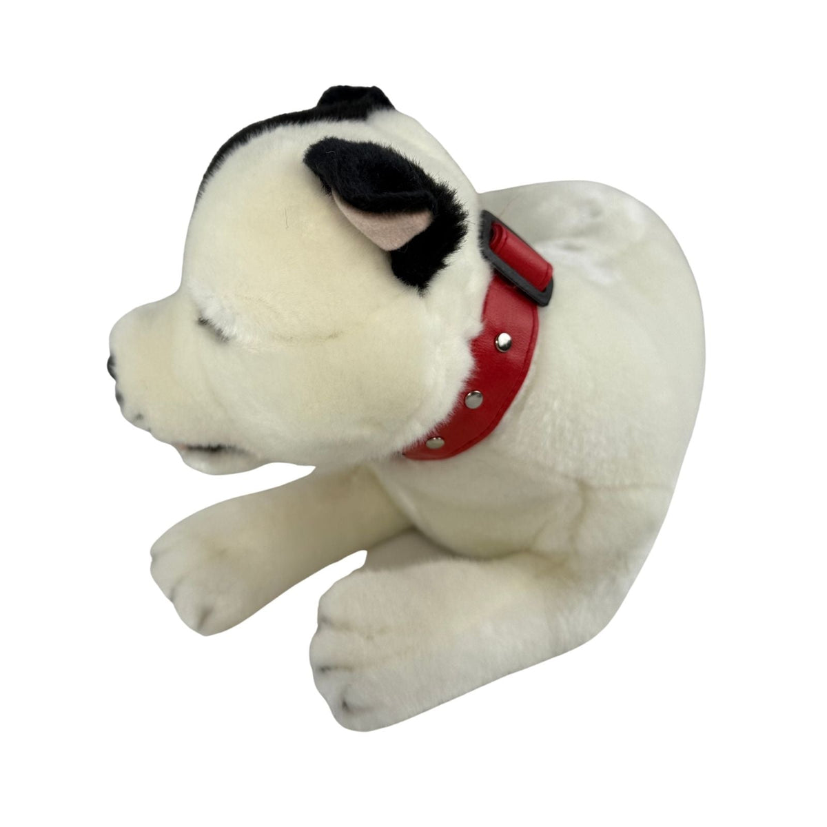 Bocchetta Loki 35cm Lying Staffy Plush Toy - White/Black (Realistic Stuffed Animal Dog Gift)