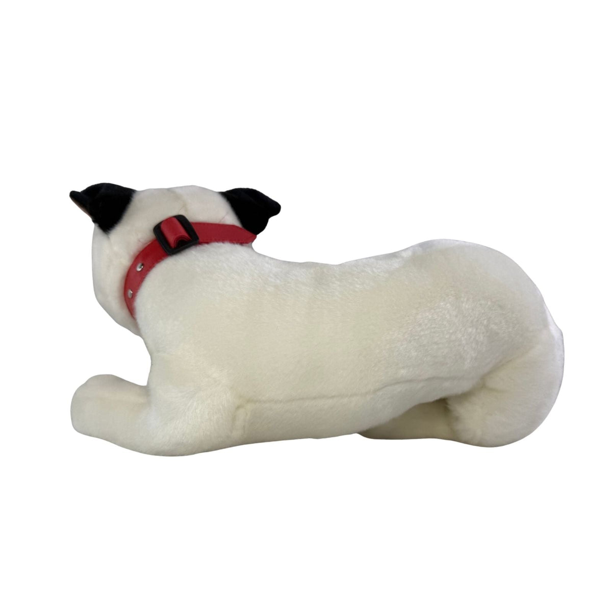 Bocchetta Loki 35cm Lying Staffy Plush Toy - White/Black (Realistic Stuffed Animal Dog Gift)