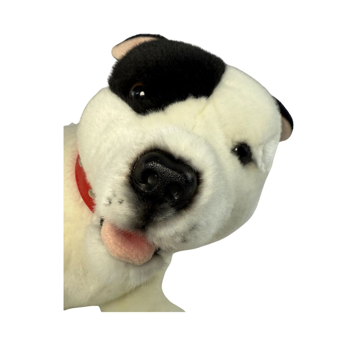 Bocchetta Loki 35cm Lying Staffy Plush Toy - White/Black (Realistic Stuffed Animal Dog Gift)