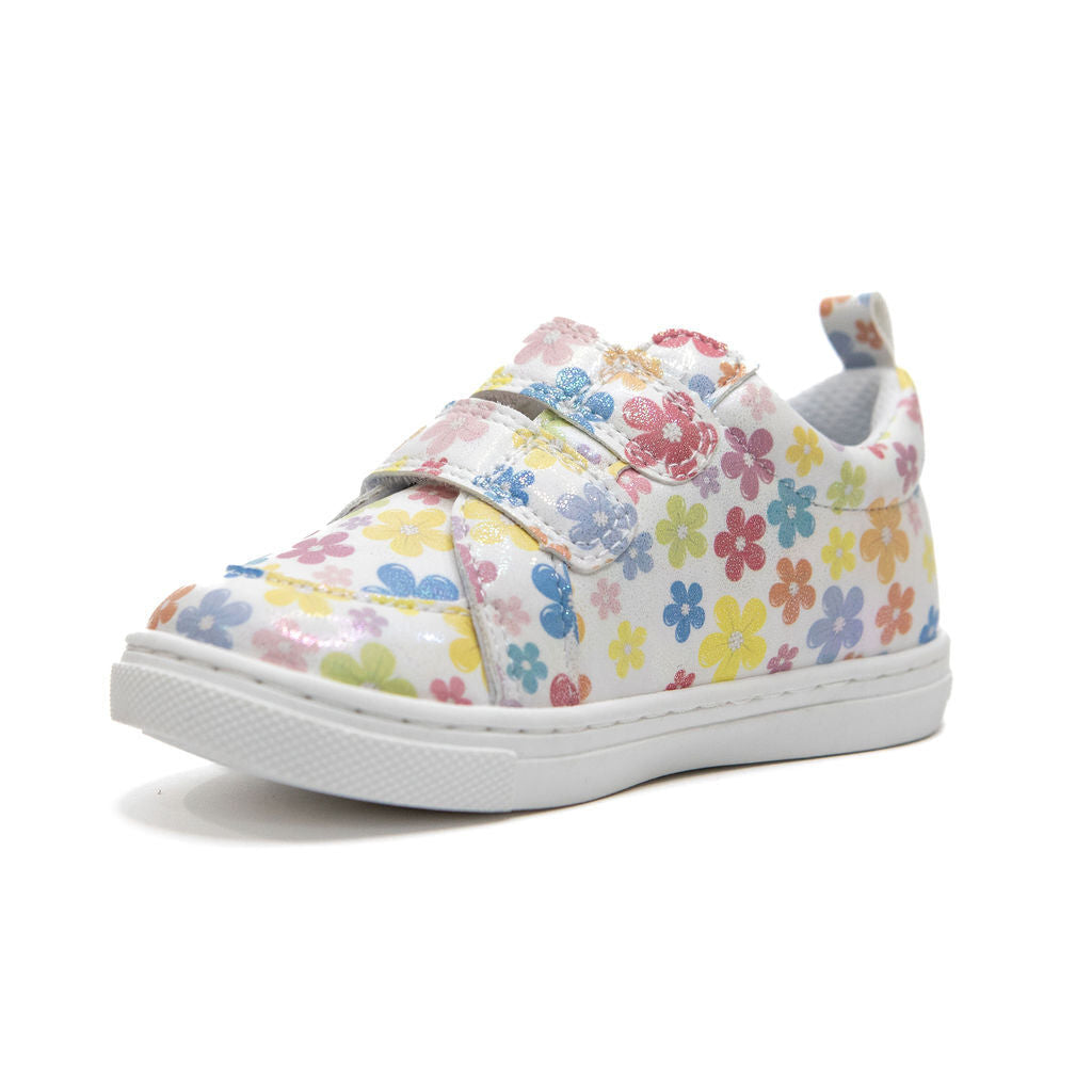 BILLYCART Barefoot Girls Wide-Fit First Walker Sneaker Shoes in Flower Petal