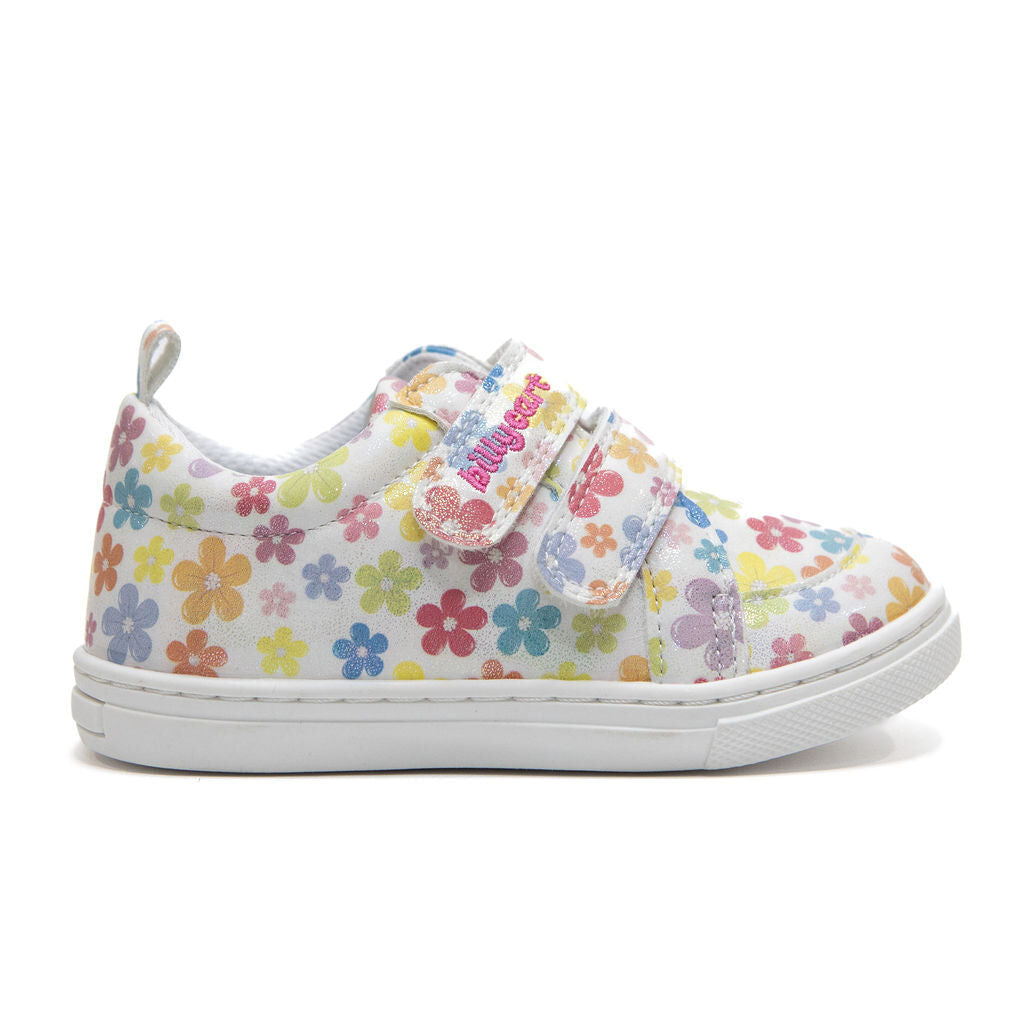 BILLYCART Barefoot Girls Wide-Fit First Walker Sneaker Shoes in Flower Petal