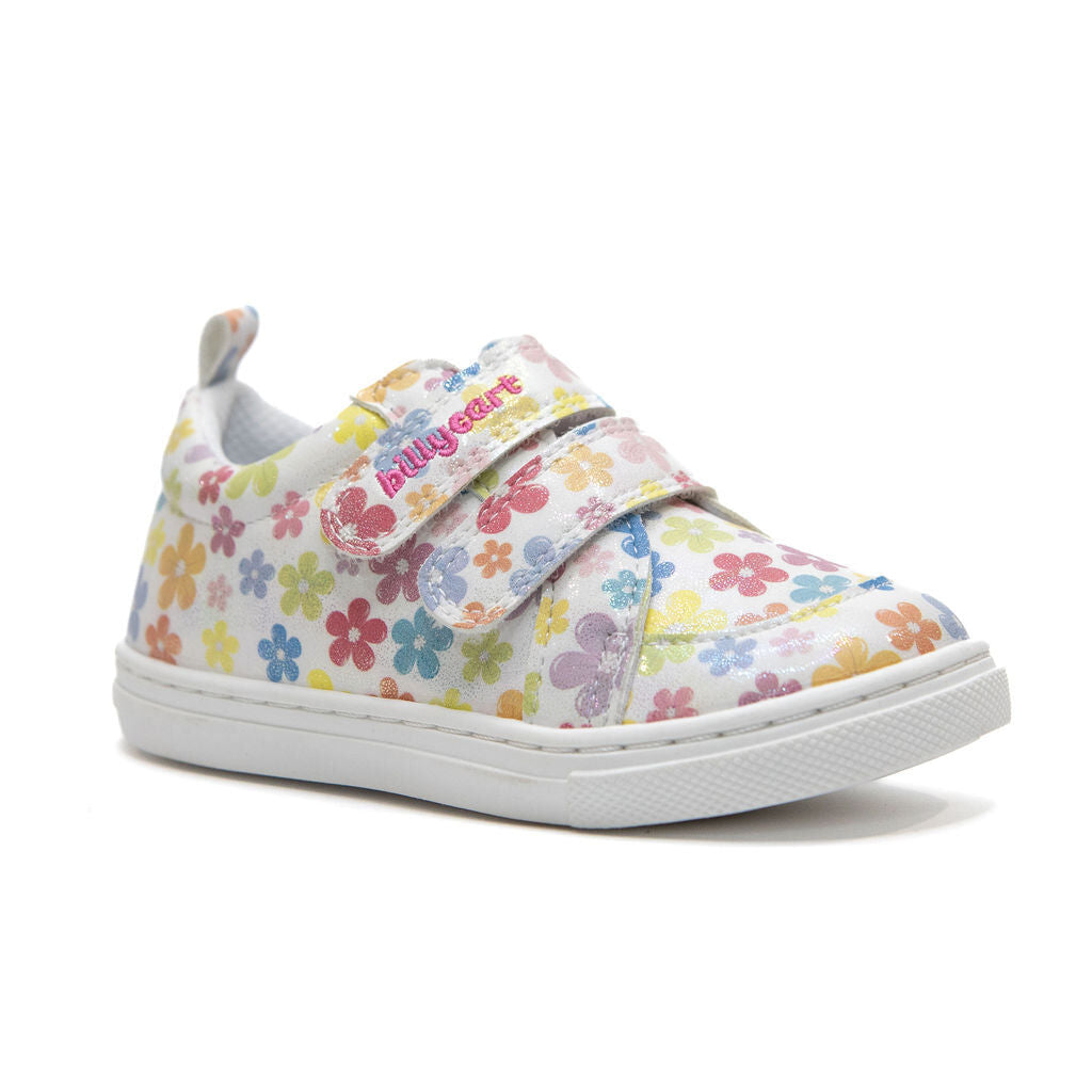 BILLYCART Barefoot Girls Wide-Fit First Walker Sneaker Shoes in Flower Petal