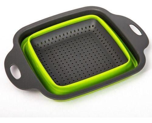 Square Draining Basket Collapsible Silicone Kitchen Storage Bag Fruit and Vegetable Basket Folding Filter