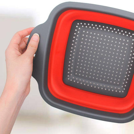 Square Draining Basket Collapsible Silicone Kitchen Storage Bag Fruit and Vegetable Basket Folding Filter