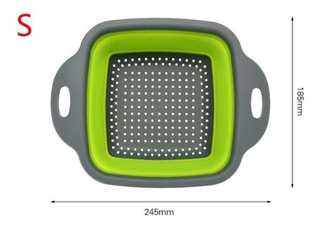 Square Draining Basket Collapsible Silicone Kitchen Storage Bag Fruit and Vegetable Basket Folding Filter