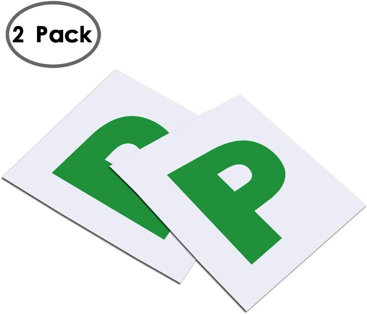 2x Magnetic GREEN P PLATES Probationary Car Window Signs for NSW (New South Wales)