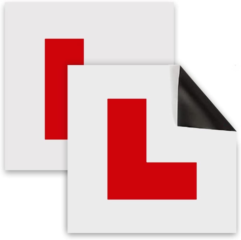 2x Magnetic RED L PLATES Car Window Signs