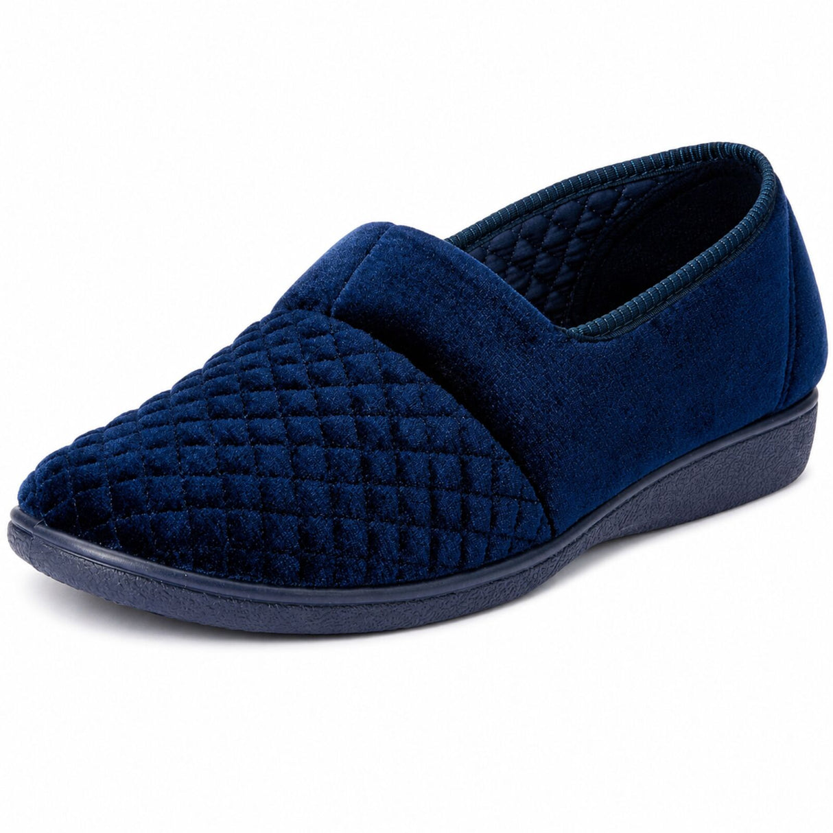 Marcy 2 Womens Slippers Slip On Indoor Outdoor Quilted Moccasins - Deep Navy
