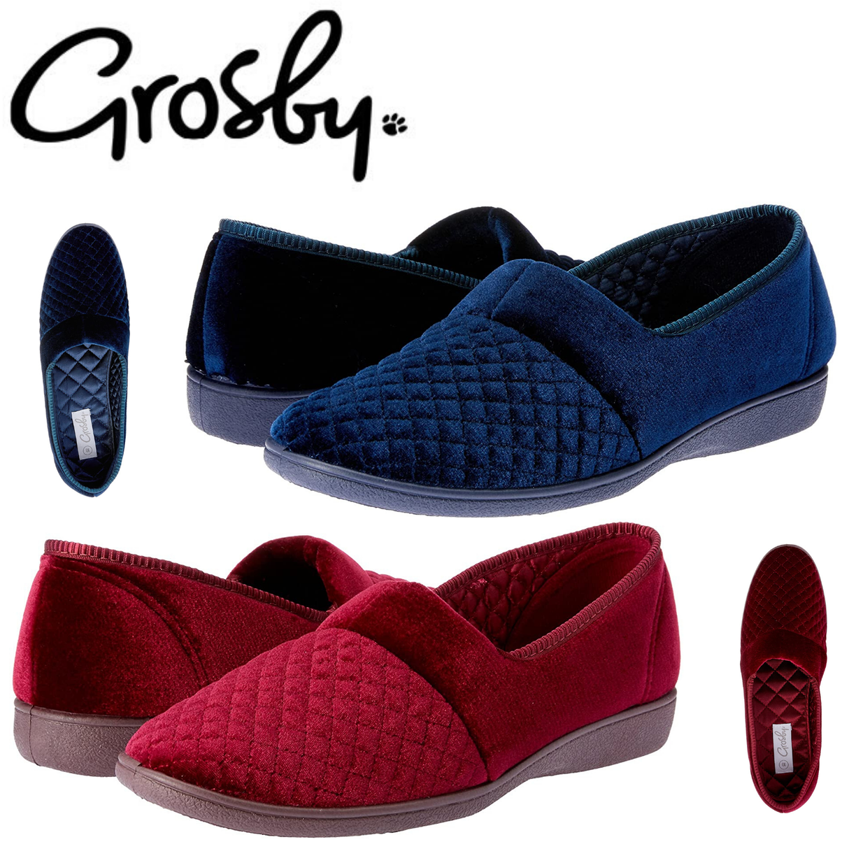 Grosby Marcy 2 Womens Slippers Slip On Indoor Outdoor Quilted Moccasins Shoes - Deep Navy