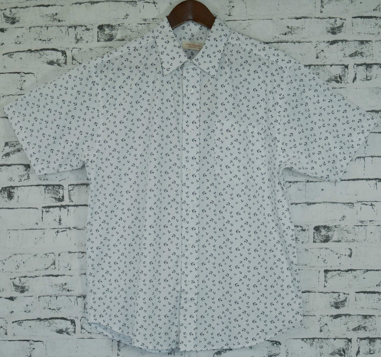 Mens MARINE ANCHOR SHIRT 100% COTTON Surf Party Short Sleeve Vintage S-6XL - White