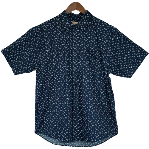Mens MARINE ANCHOR SHIRT 100% COTTON Surf Party Short Sleeve Vintage S-6XL - Navy