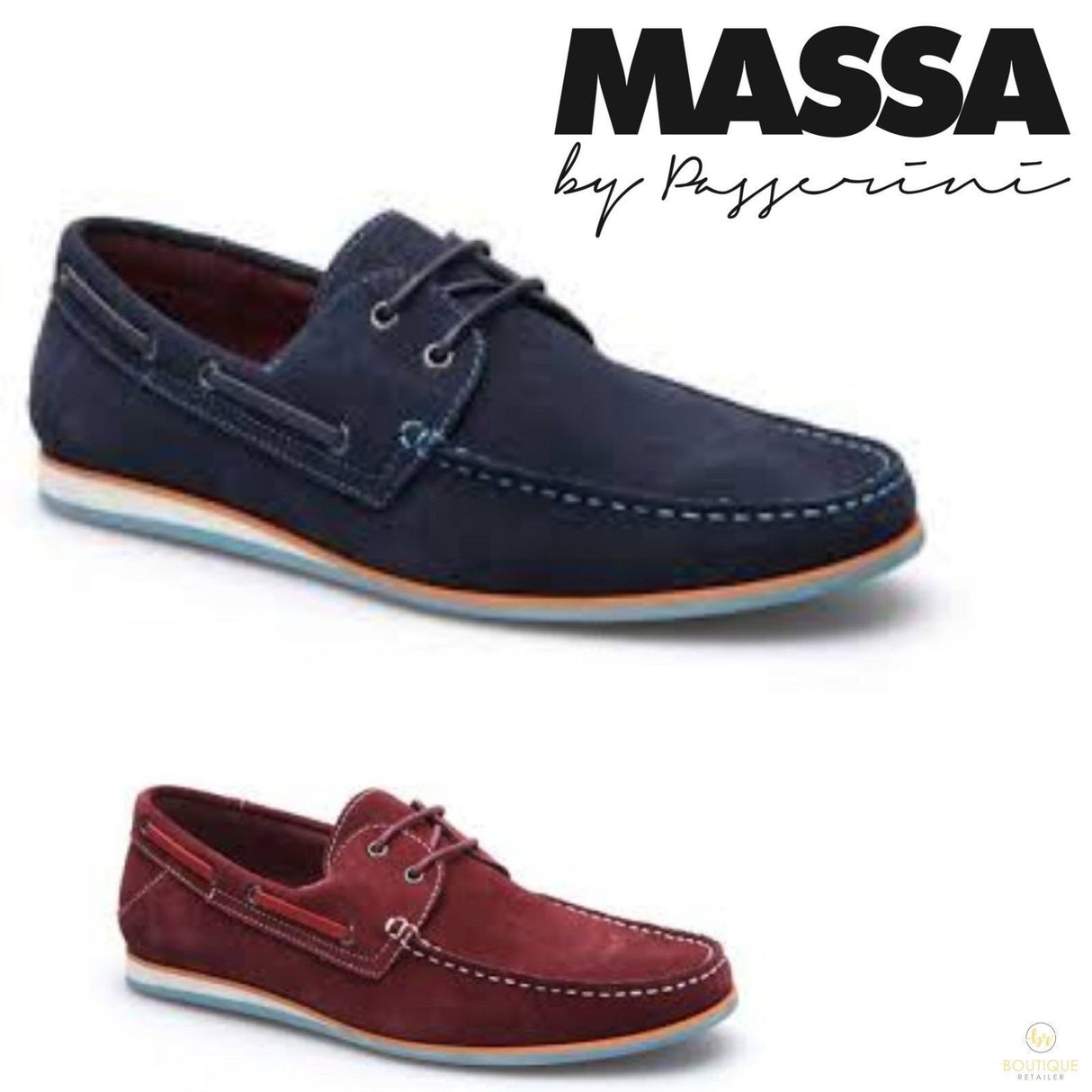 MASSA Fano Casual Suede Boat Shoes Designed Premium - Burgundy