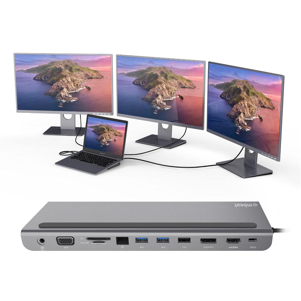 mbeat MB-DOCK-D11 11-in-1 Multiport USB-C Dock with Power Delivery