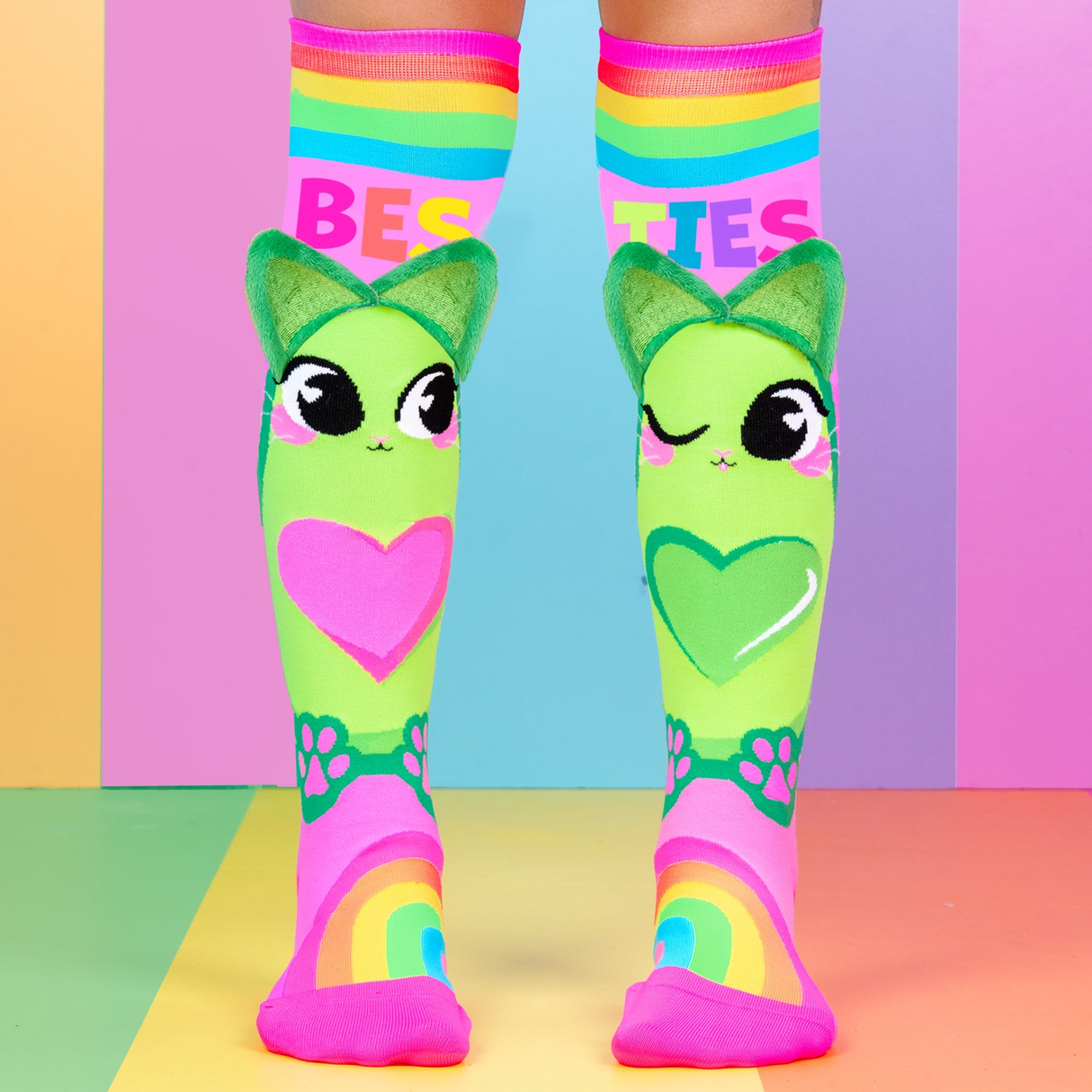MADMIA Best Friend Love Knee High Socks - Kids & Adults Ages 6-99 (Crazy Sock Day)