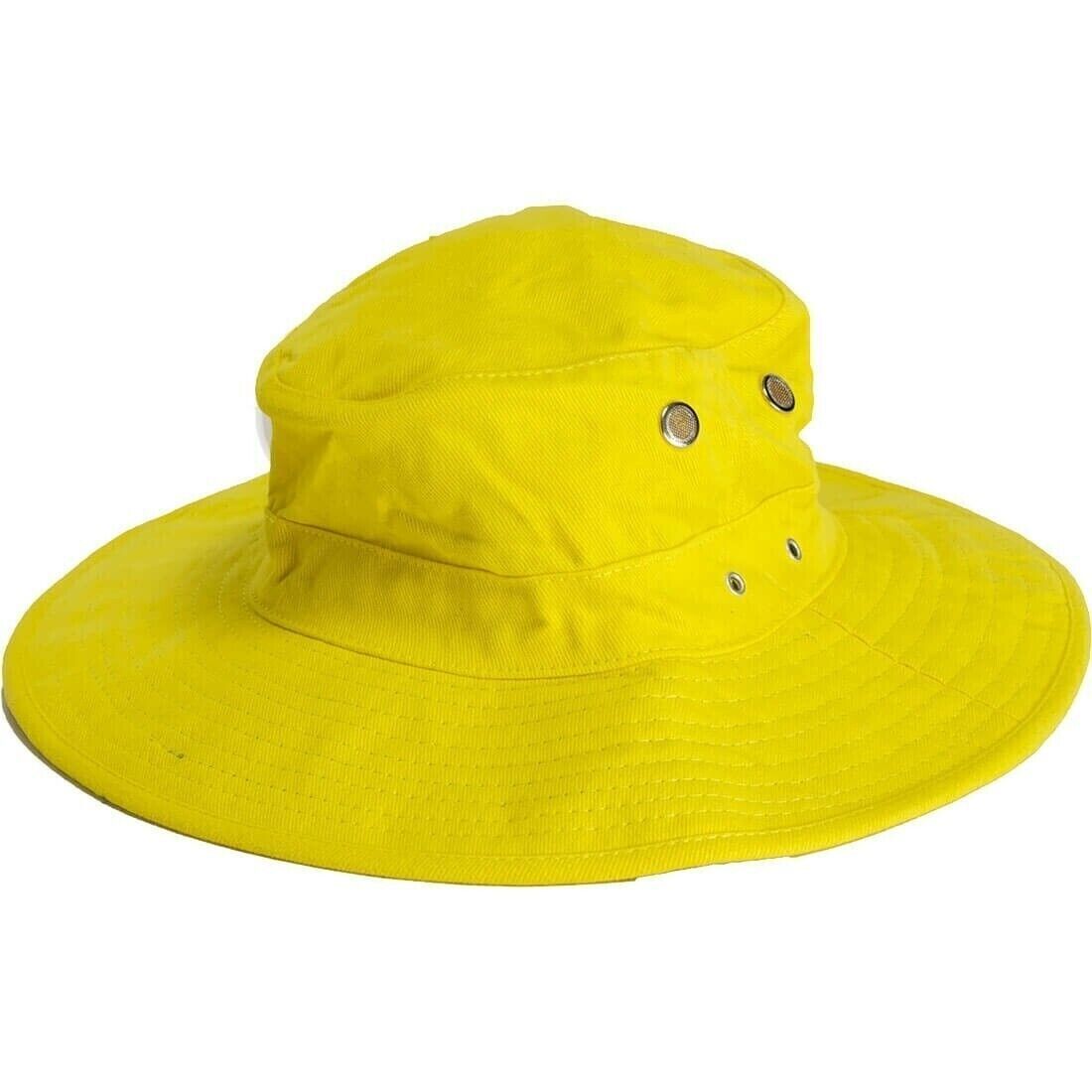Portwest Mens Premium 100% Cotton Wide Brim Hat w/ Back Legionnaires Flap - Yellow