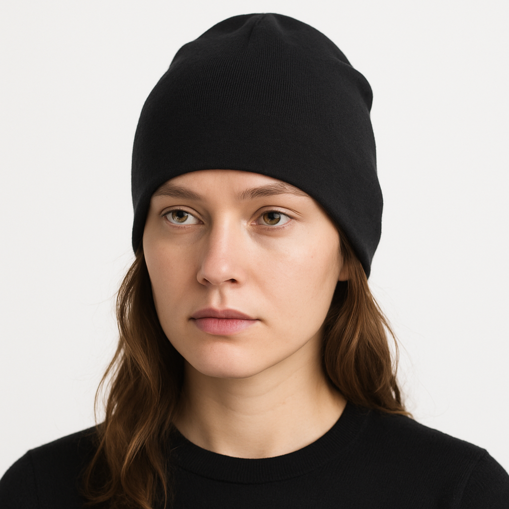 100% Australian Pure Merino Wool Beanie Hat in Black - One Size