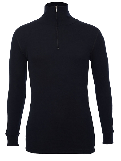 100% Wool MERINO SKINS Mens Half Zip Long Sleeve Thermal Underwear T-Shirt Top - Natural