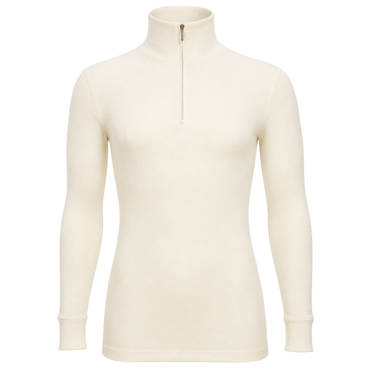 Merino Skins 100% Merino Wool Thermal Half Zip Top - Natural (Long Sleeve)
