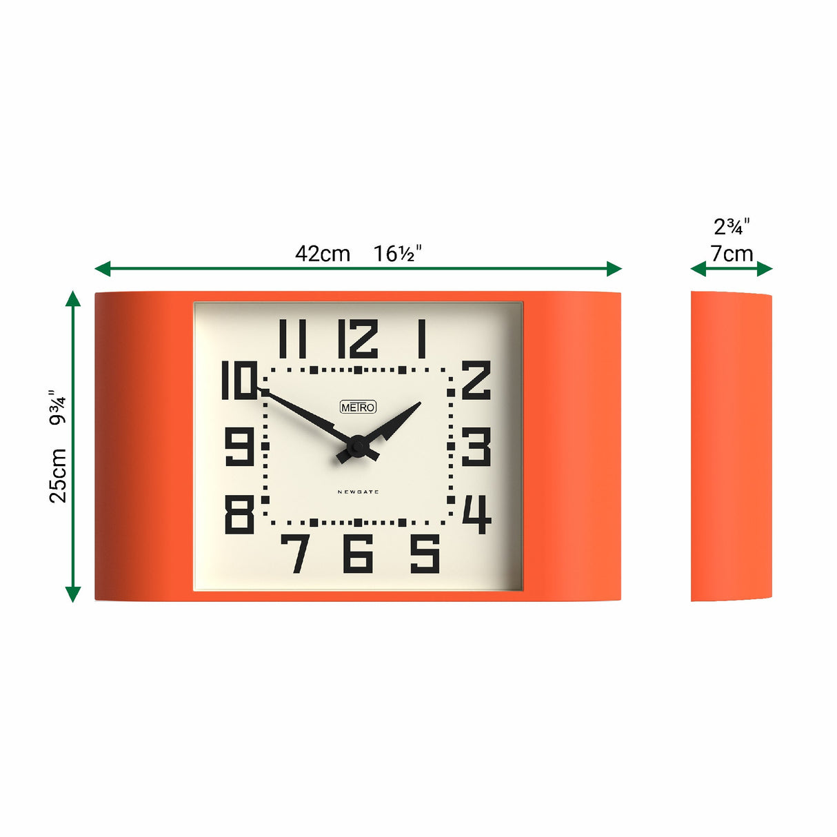 Newgate Metro Wall Clock - Pumpkin Orange