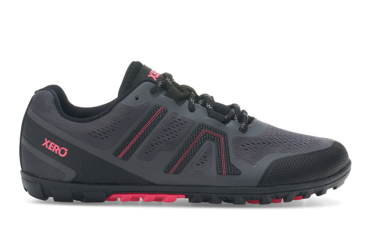 Xero Womens Mesa Trail II Trail Running Barefoot Shoes - Asphalt/Raspberry (Zero Drop Sneakers)