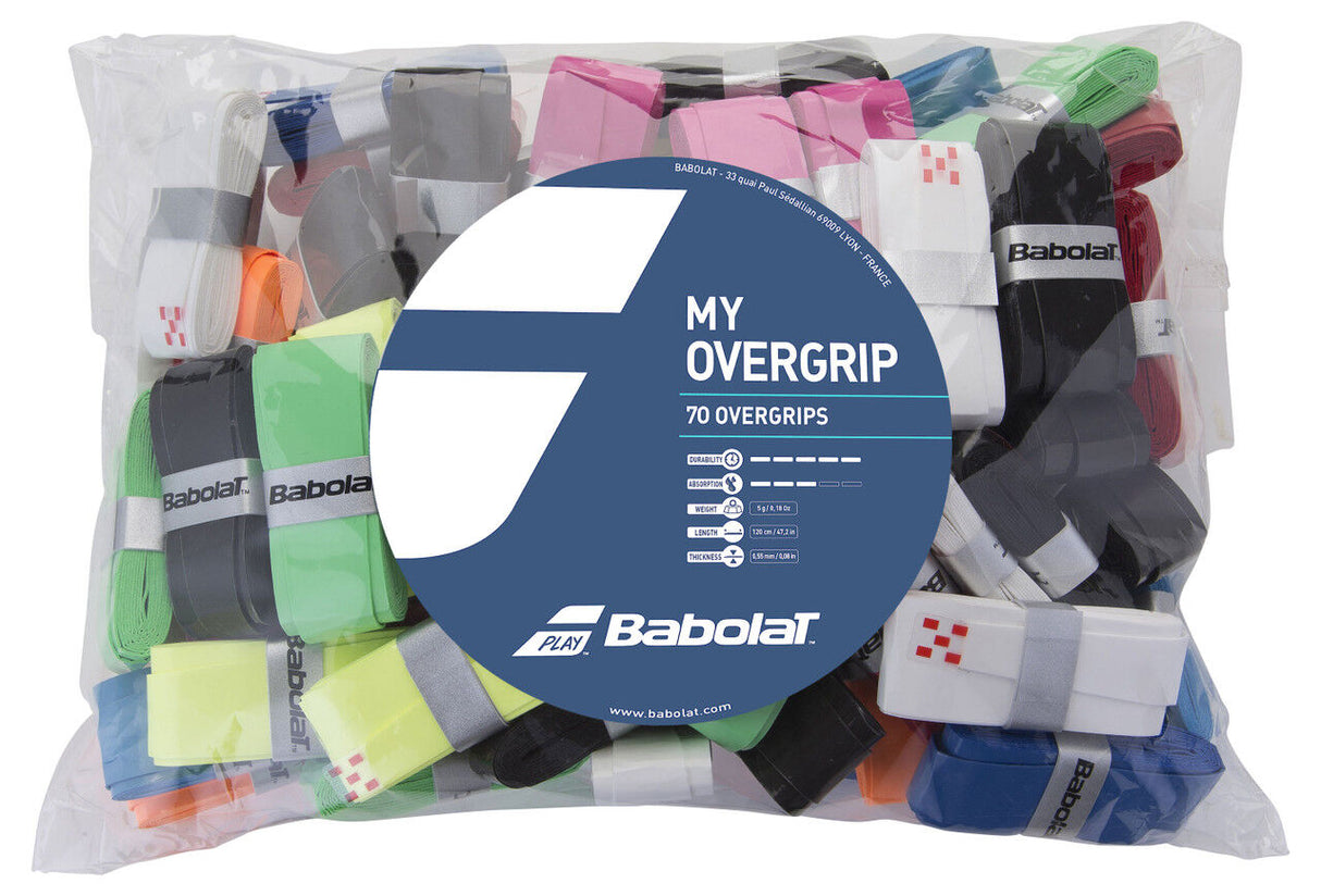 70x Babolat Tennis Overgrips My Overgrip (Bulk Grips) - Assorted Colours