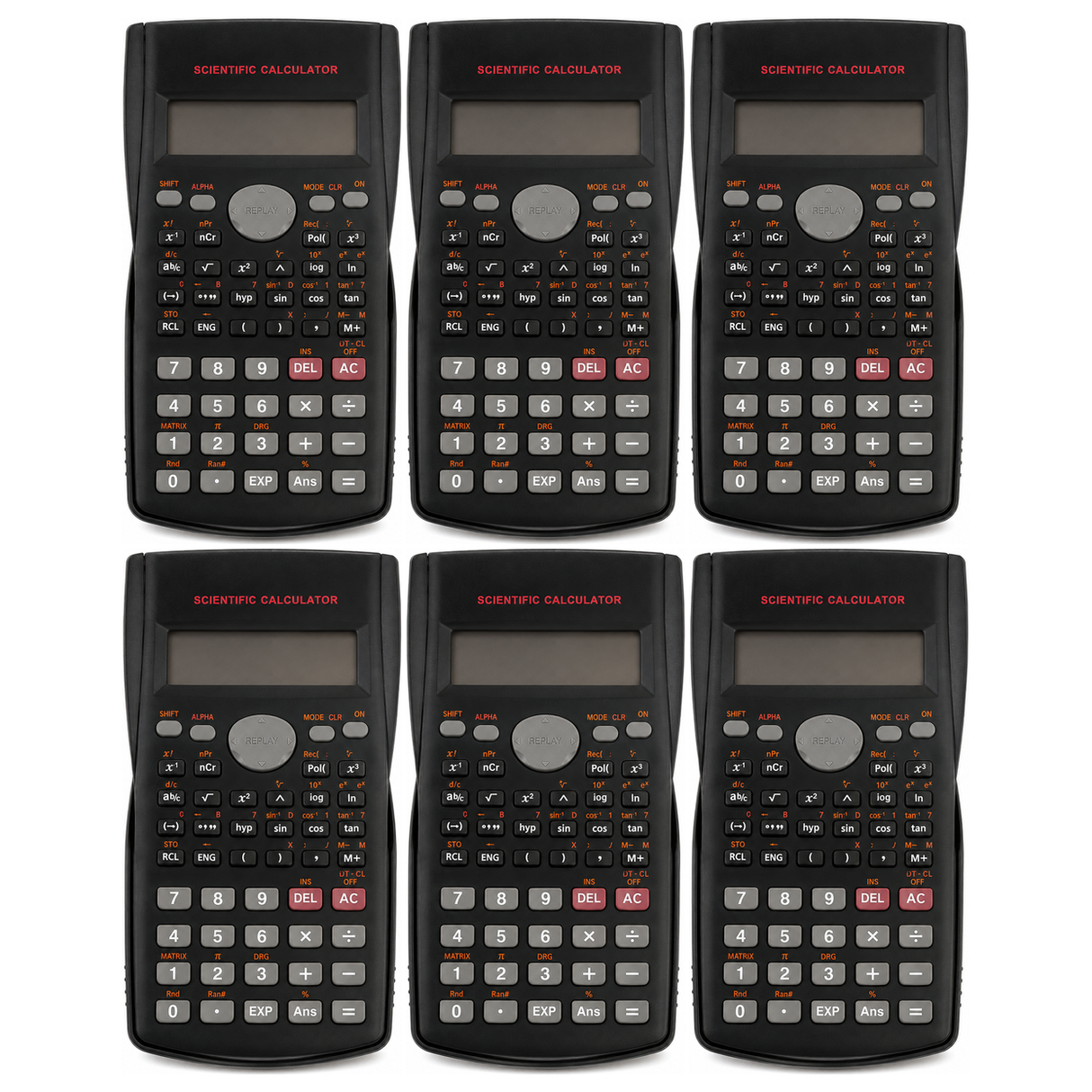 6x Scientific Calculator Bulk Pack - Maths Student/School/Office (Battery Powered)