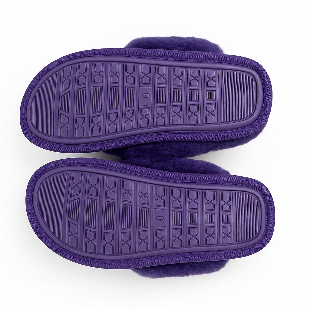 100% Sheepskin Moccasin Slippers Winter Genuine Scuffs Slip On UGG in Purple